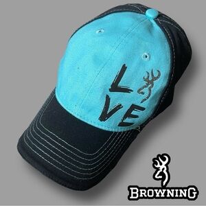 Browning Women's LOVE Logo Black & Teal Blue Turquoise Mesh Snapback Cap